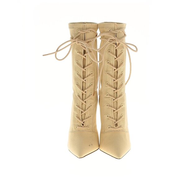 NEW Yeezy Season 6 Stretch Canvas Lace Up Ankle Boot Military Victorian Stiletto - Picture 2 of 8